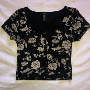 black button down crop top